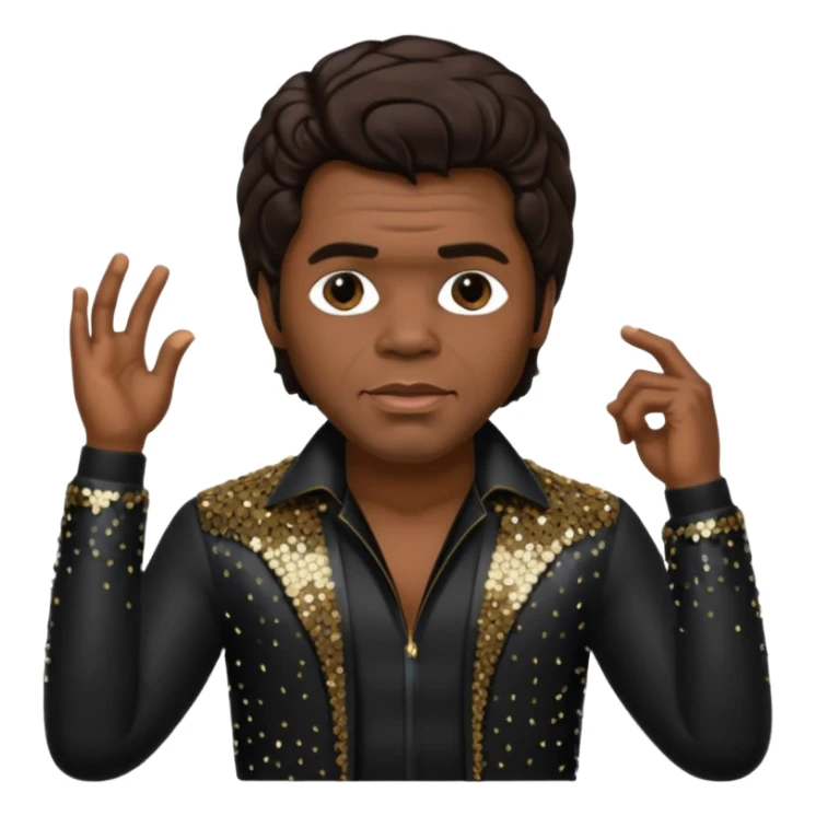 James Brown with dark brown hair, black sequin outfit  sticker