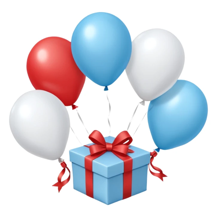 Please make light blue and white balloons too, make several and tie them to a gift sticker