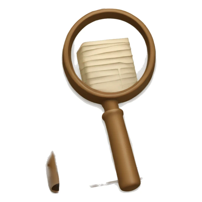 A book in beige tones with a magnifying glass on it sticker