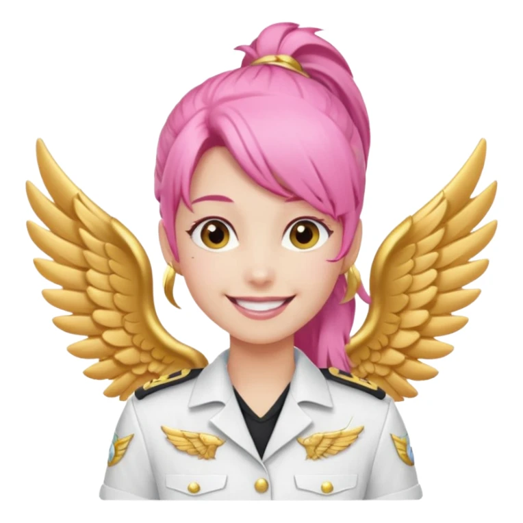 Commander Bloom – pink ponytail pilot in white uniform and gold wings sticker