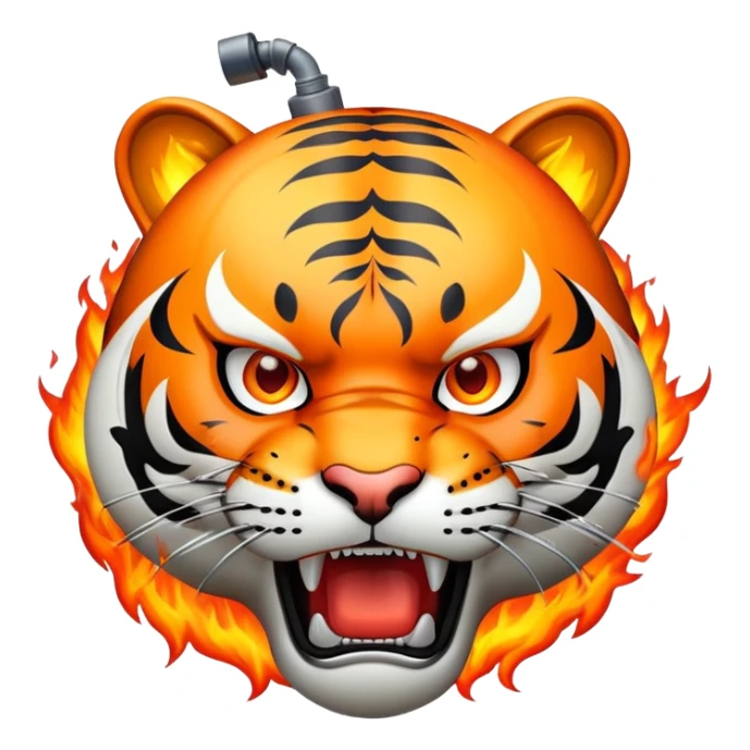 tiger face with bomb with burning fuse for Twitch emote sticker