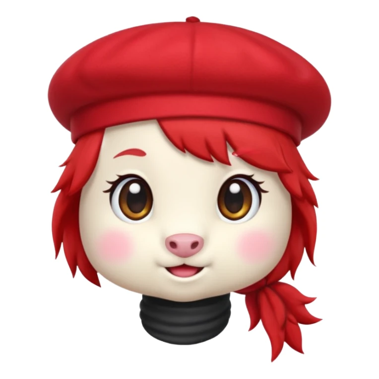 Cute pony emoji in a red beret, kawaii sticker