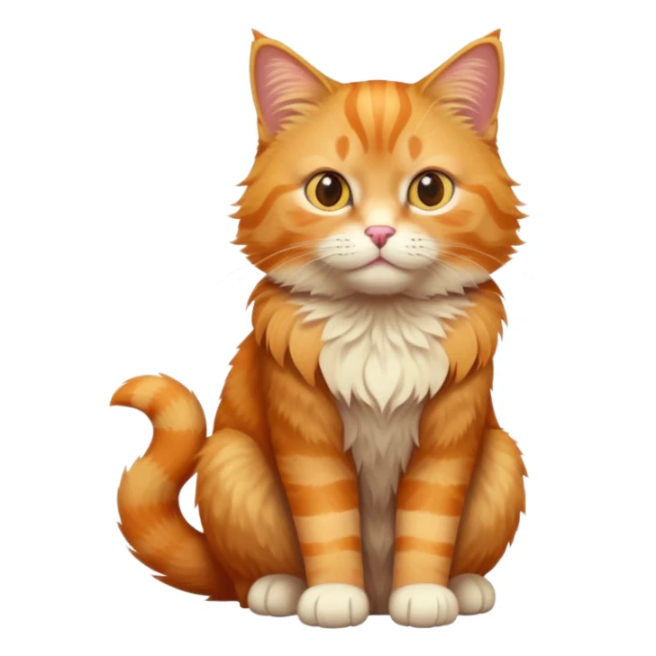 full body orange tabby cat sitting upright sticker