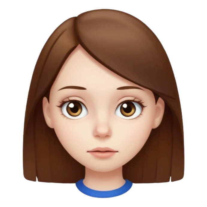 A girl with straight brown hair rolling their aeyes sticker