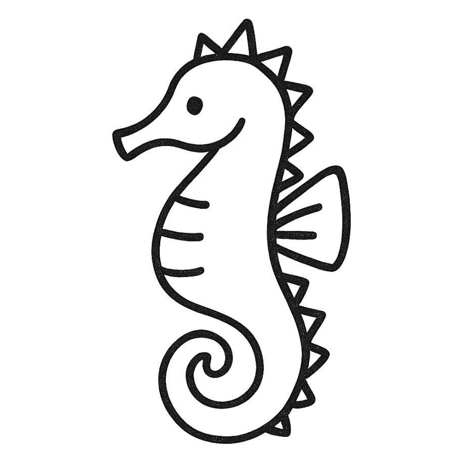 hand-drawn outlined seahorse icon sticker
