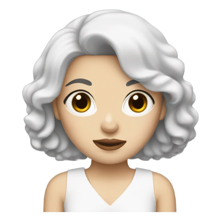 woman with black hair and pale skin with a cockapoo that is black sticker