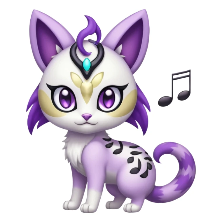  Shiny Soft Smooth Meloetta-Meicoomon-Gatomon-Liepard-Pokémon-Digimon-Fakémon-fusion-hybrid-creature sticker