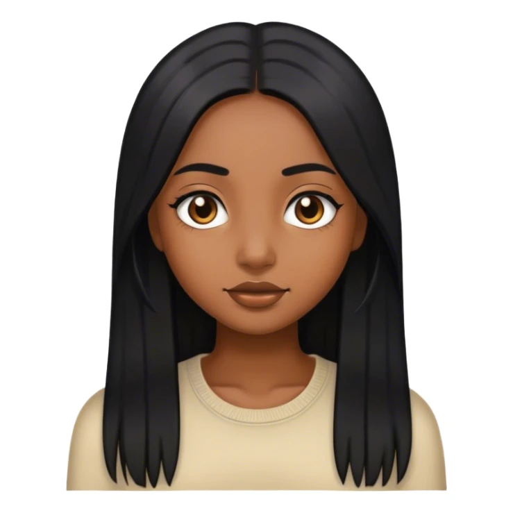 brown skin girl with long straight black hair sticker