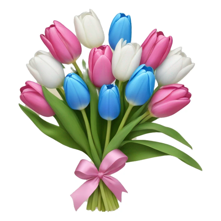 Pink and blue and white tulips in a bouquet sticker