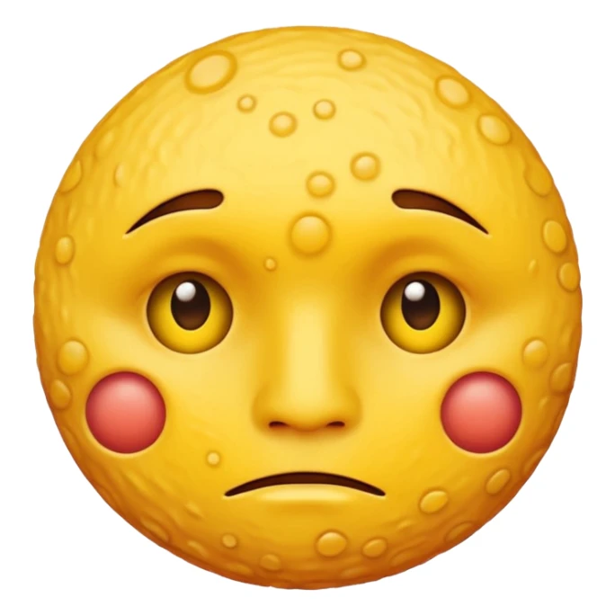 A circular yellow face with many close together face herpes sores sticker