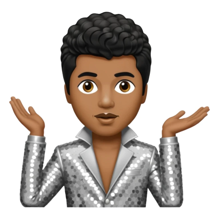 Little Richard with black hair, silver sequin outfit sticker