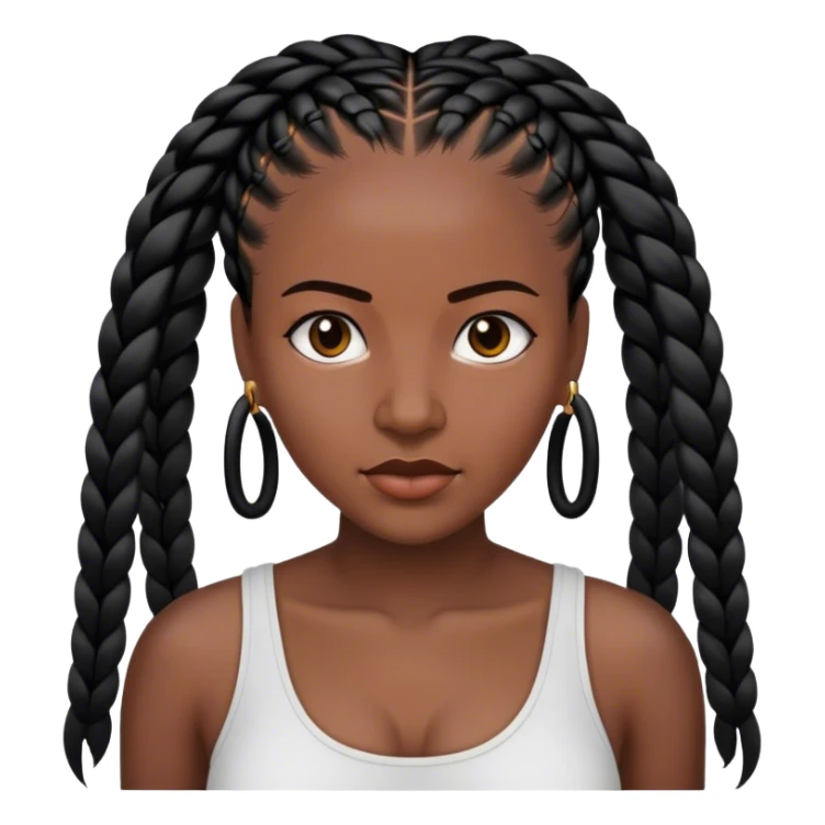 portrait of dark-skinned woman with black cornrows  sticker