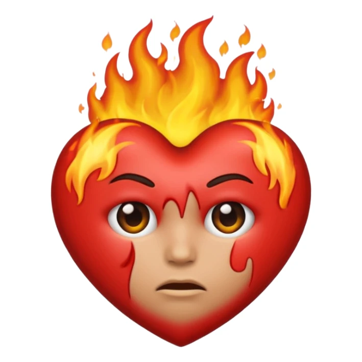Heart frowning whilst burning  sticker