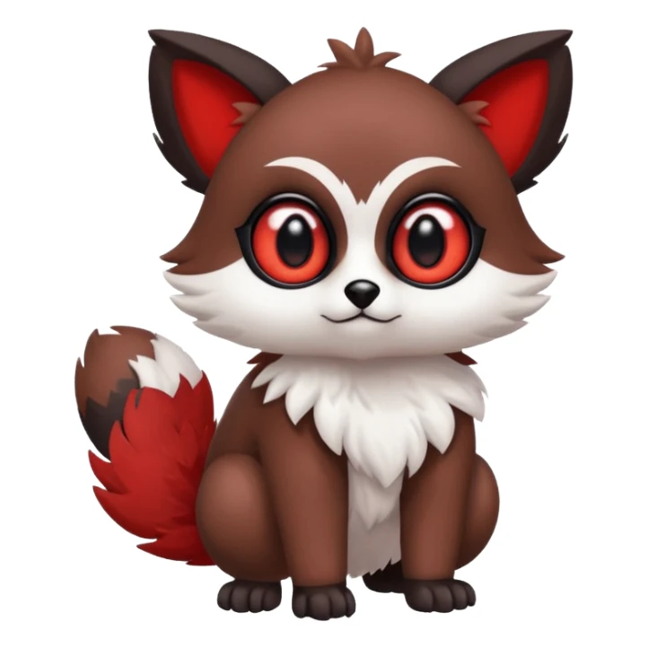 Cute cool white red dark-brown animal hybrid Fakemon full body sticker