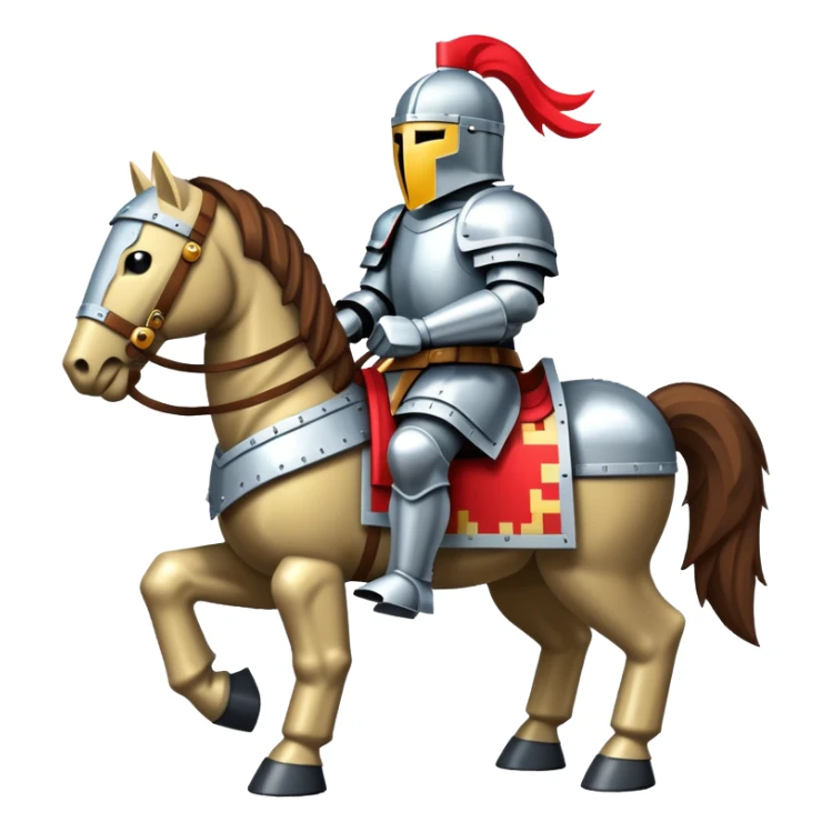 retro 8-bit knight on armored warhorse sticker