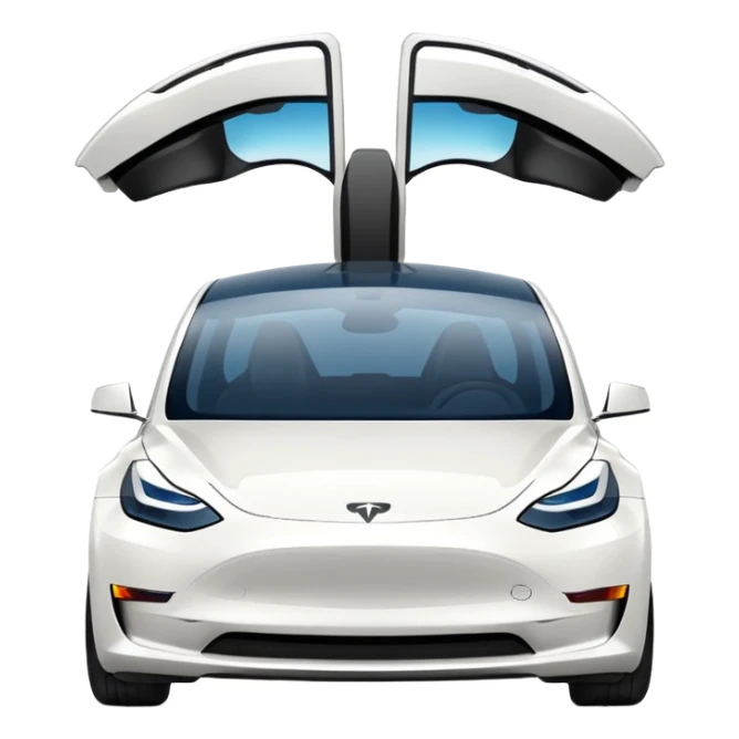 Tesla model 3 white. Icon. In a hurry. No wings  sticker