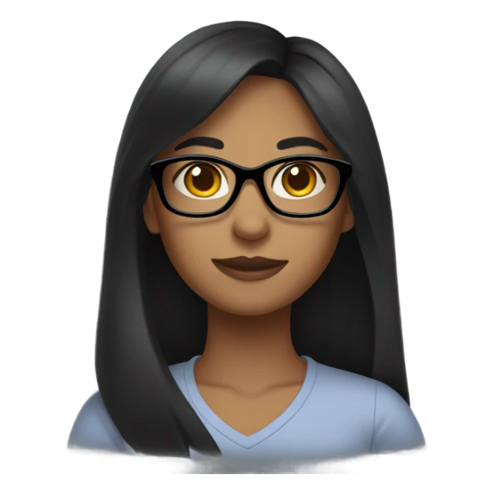 girl with black medium hair wearing glasses sticker
