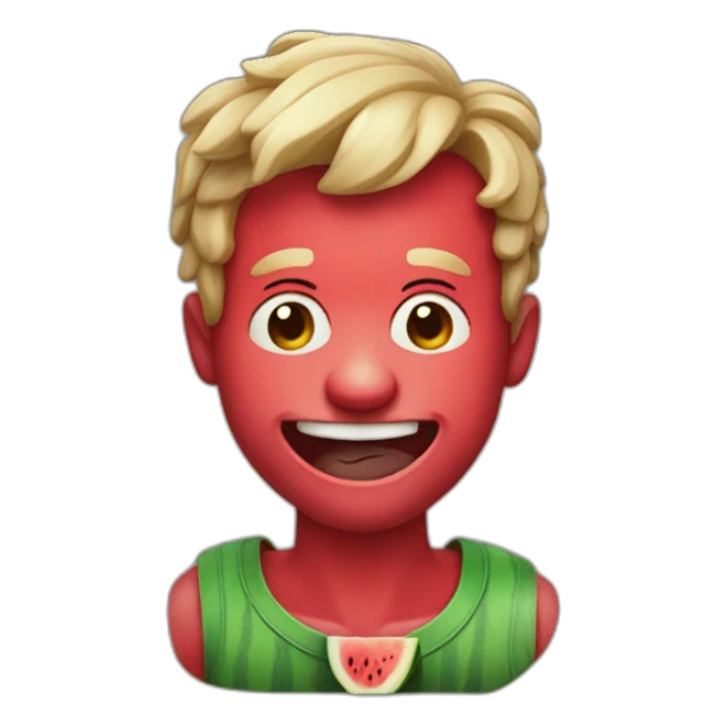 High pigmented man with a watermelon in his mouth pretending to smile sticker