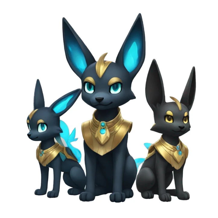 Shiny Chibi Anubis-Umbreon-Lucario-Fakémon full body sticker