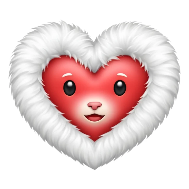 heart made out of white fur sticker