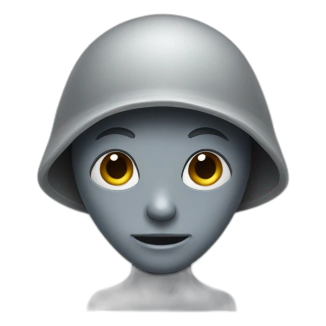 A gray alien with a gray cap and a relaxed face and black eyes sticker