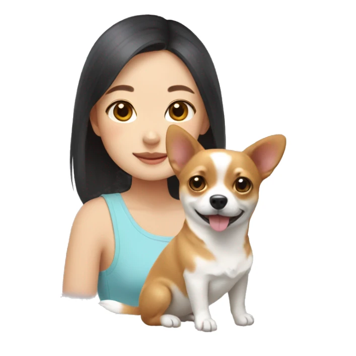 Korean girl with corgi-chihuahua mix  sticker