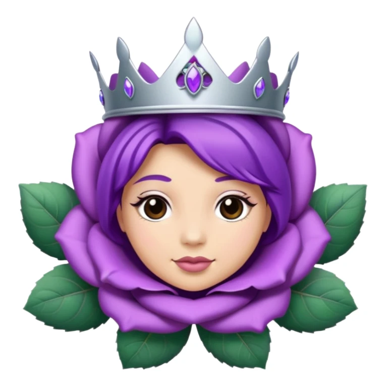 Purple rose with silver tiara and a purple emblem leaf wreath sticker