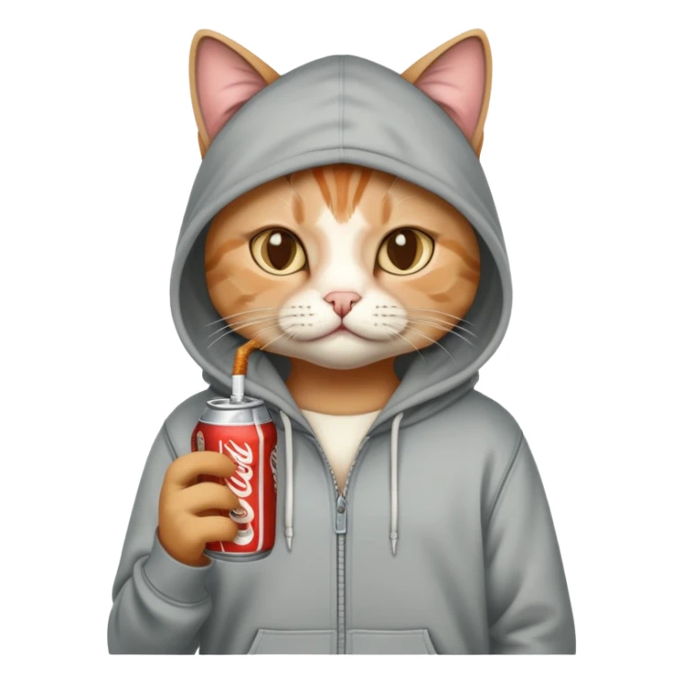 Cat with hoodie, cigarette and soda sticker