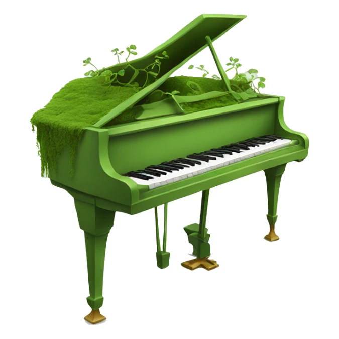 Green Piano with moss and vines growing on it sticker