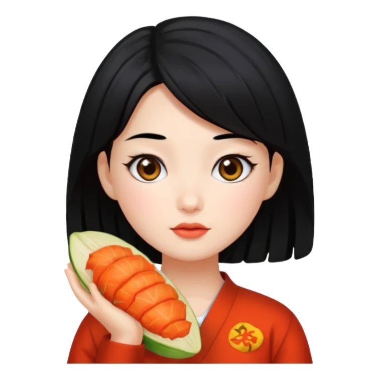 Wearing kimchi girl with black hair sticker