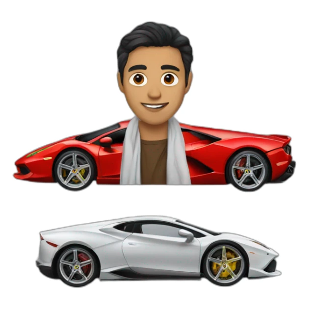 Mexicain avec une Ferrari et Lamborghini sticker