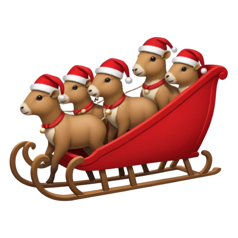 now make alot  of capybaras pulling a sleigh with santa hats sticker