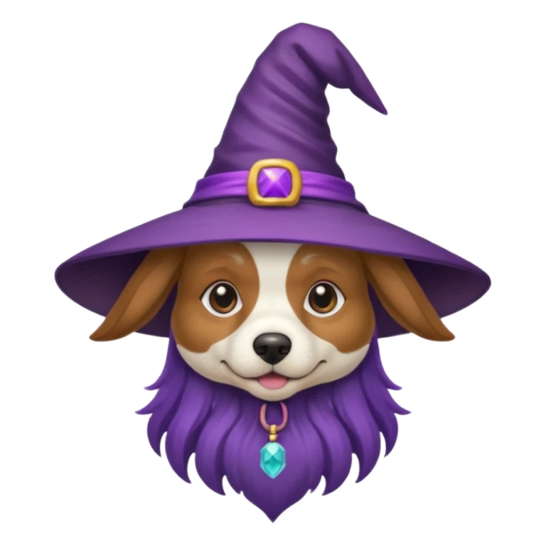 dog wear purple wicth hat sticker