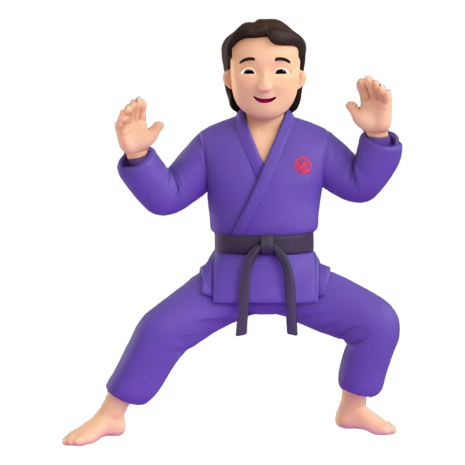 Jackie Chan with his signature smile, martial arts master pose sticker