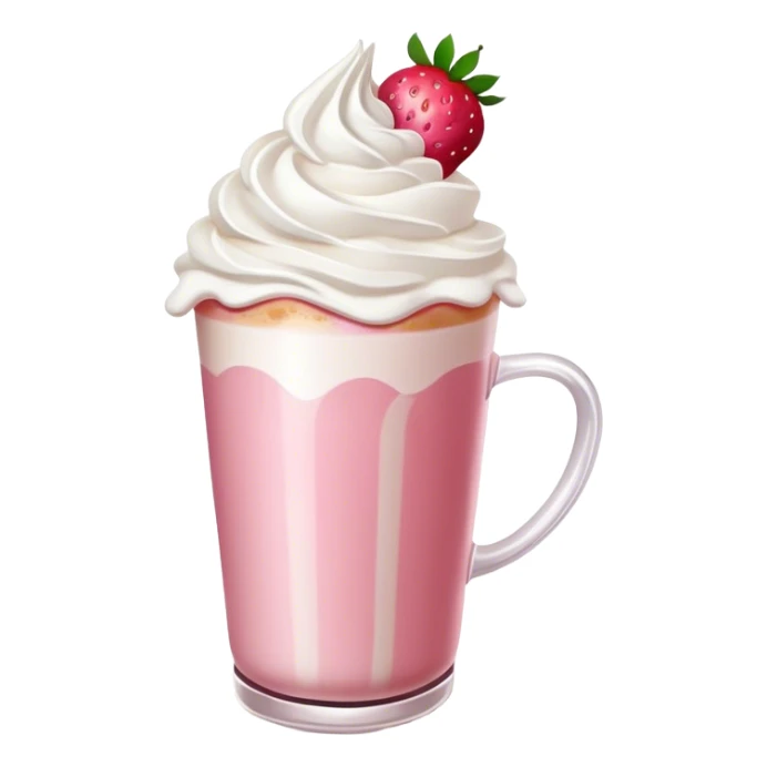 Pink latte with whip cream and strawberries  sticker