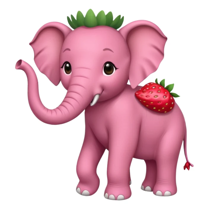 Cute elephant with long tusks and trunk wearing strawberry costume sticker