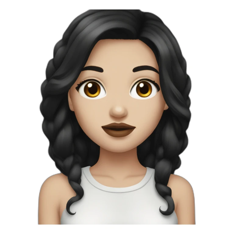 White girl, black hair, black eyes, big lips, nice clothes  sticker