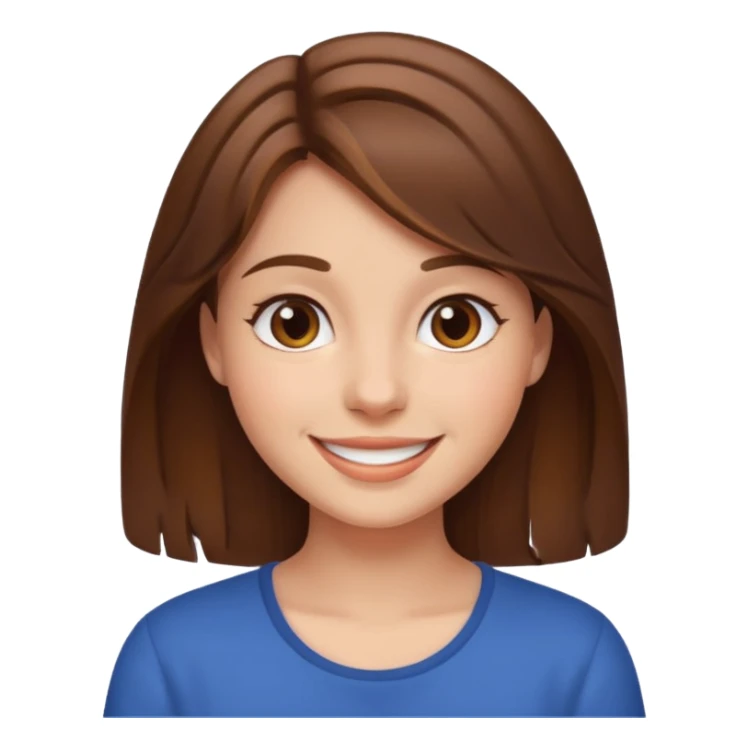 brown haired girl smile character sticker