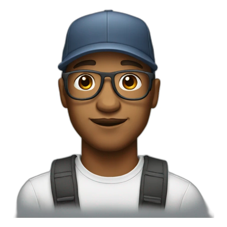 cartoon portrait of a designer wearing a cap and hat sticker