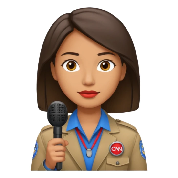CNN journalist emoji with press badge and microphone sticker