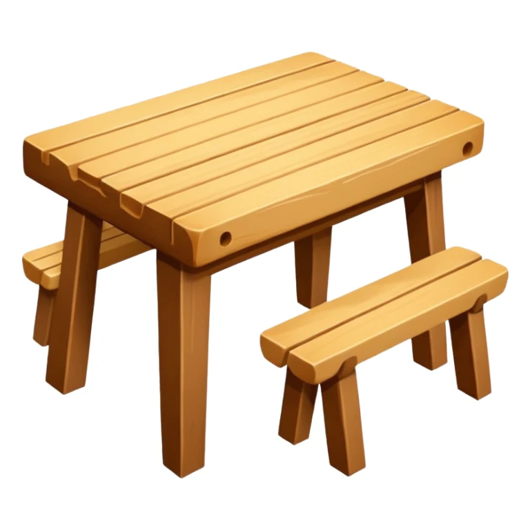 mesa alta color madera natural con bancas altas de color madera natural sticker