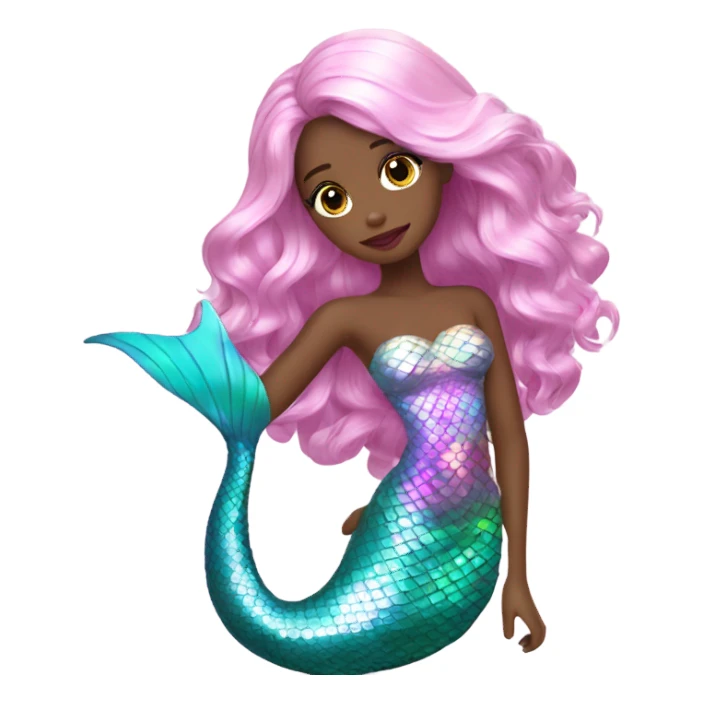 mermaid, model, magical, pink lips, iridescent, mystical, shiny, holographic, highlights, scales  sticker