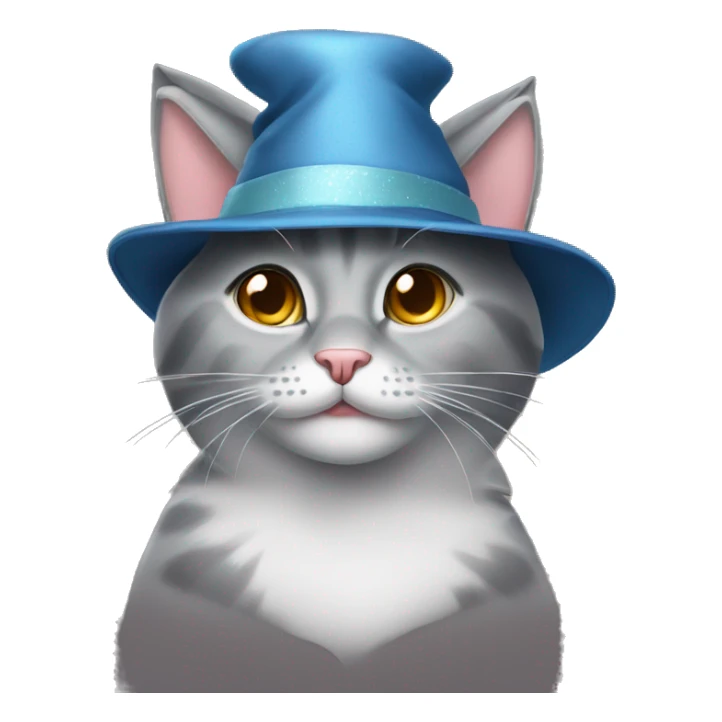 Gorgeous grey cat moji in a New Year's hat sticker