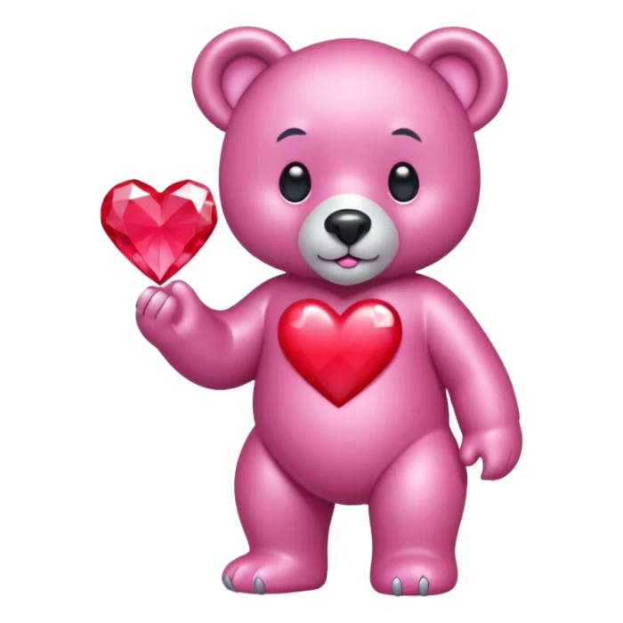 diamond bear pink  with a red heart de cuerpo entero sticker