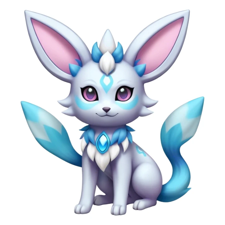 Futuristic Fluffy Glaceon-Espeon-Sylveon-Umbreon-hybrid, full bod sticker