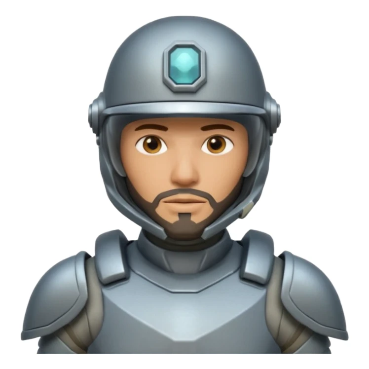 futuristic armored soldier human portrait, head and shoulders only, tan skin, short beard, helmet visor, sci-fi armor details, 3D cartoon, mobile game icon style, clean background, no text, no watermark

 sticker
