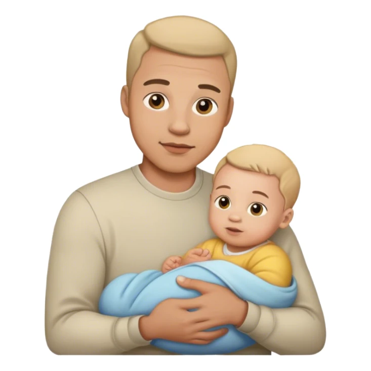 Father holding a baby sticker