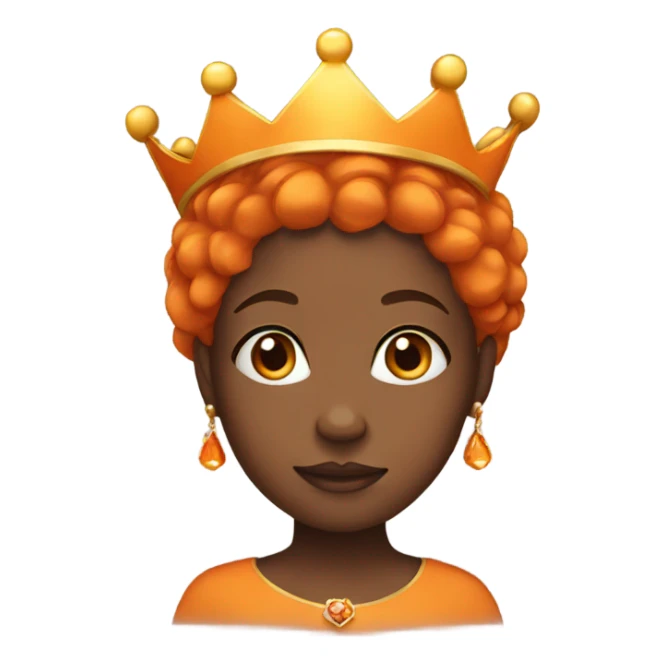 black girl with crown and orange hair sticker