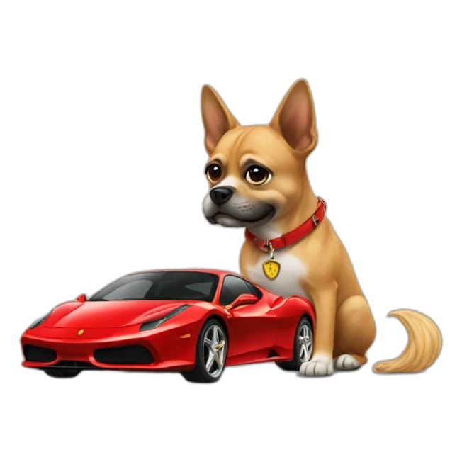 A rich dog with a Ferrari sticker