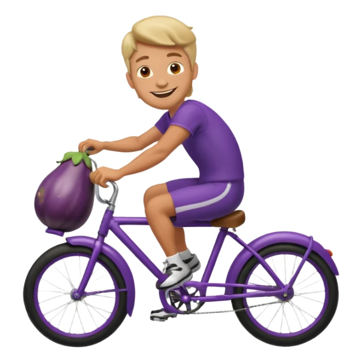 dude riding eggplant shaped bike sticker